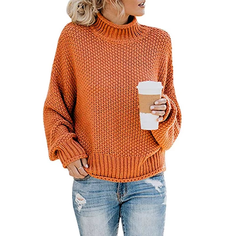 Sweater Womens Pullover Turtleneck 2023 Fashion New Winter Hot Style Bold Lines Pullovers Female Woman Clothing LXJ2014