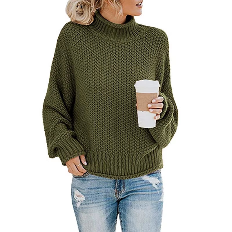 Sweater Womens Pullover Turtleneck 2023 Fashion New Winter Hot Style Bold Lines Pullovers Female Woman Clothing LXJ2014