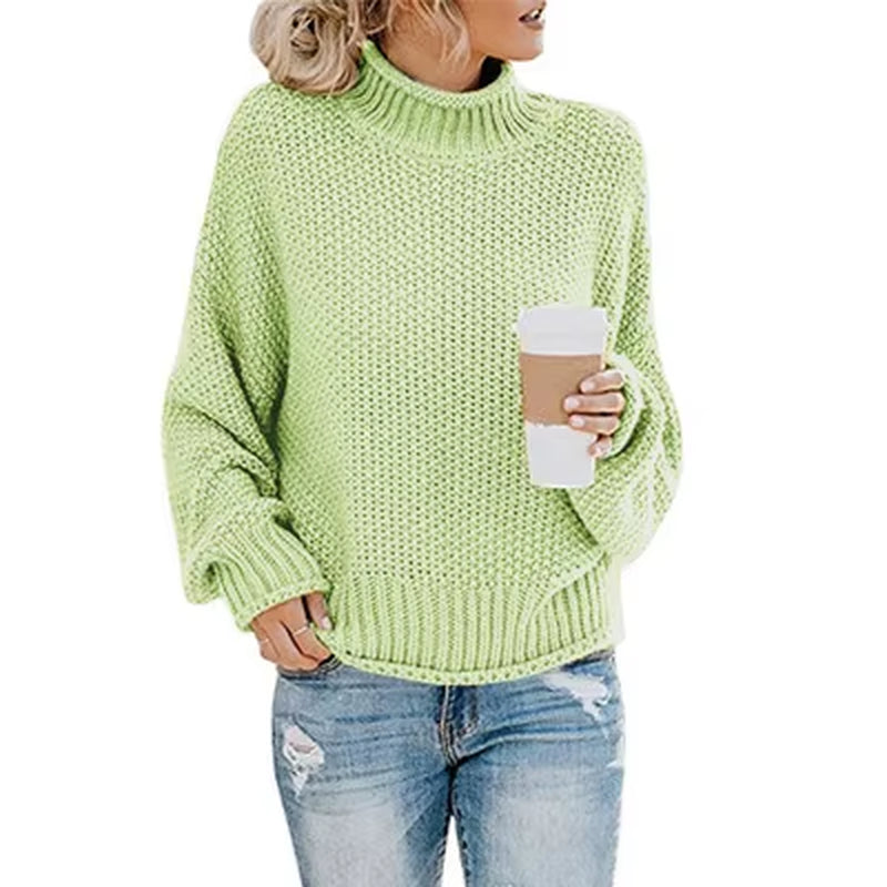Sweater Womens Pullover Turtleneck 2023 Fashion New Winter Hot Style Bold Lines Pullovers Female Woman Clothing LXJ2014
