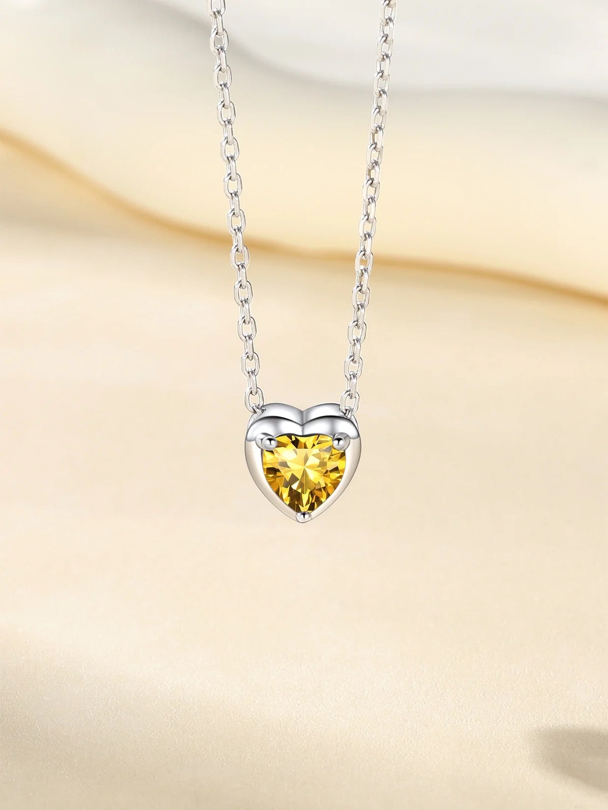 Silver Necklace 925 Sterling Silver Birthstone Love Heart Necklace Gifts for Women