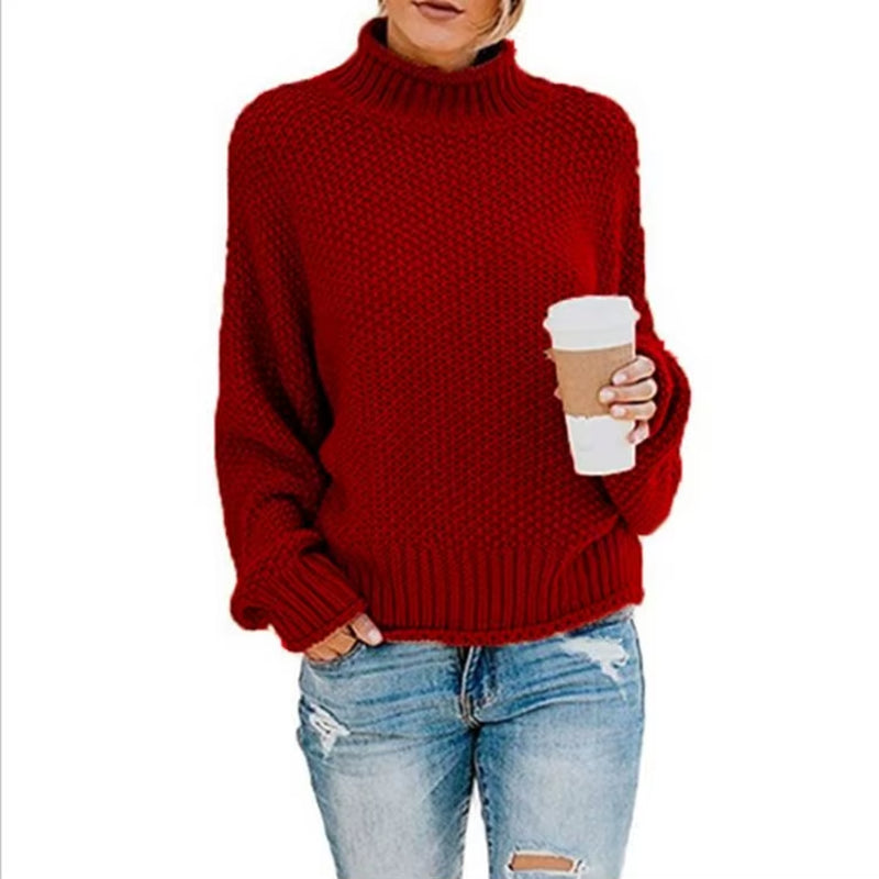 Sweater Womens Pullover Turtleneck 2023 Fashion New Winter Hot Style Bold Lines Pullovers Female Woman Clothing LXJ2014