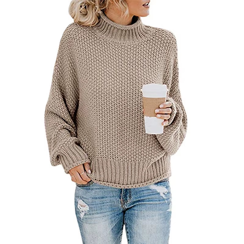Sweater Womens Pullover Turtleneck 2023 Fashion New Winter Hot Style Bold Lines Pullovers Female Woman Clothing LXJ2014