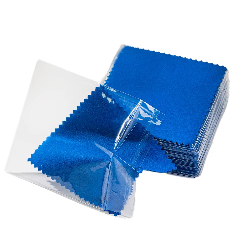 50Pcs Individually Silver Cleaner Polishing Jewelry Cloth Napkin Tarnish Remover Tool with Package Ornaments for Silverware Gold