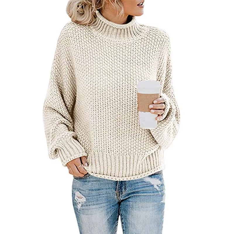 Sweater Womens Pullover Turtleneck 2023 Fashion New Winter Hot Style Bold Lines Pullovers Female Woman Clothing LXJ2014