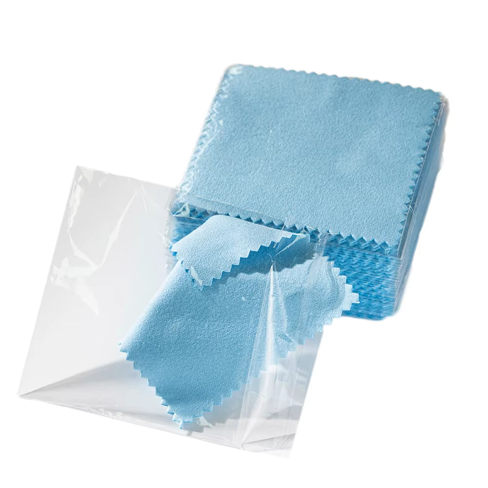 50Pcs Individually Silver Cleaner Polishing Jewelry Cloth Napkin Tarnish Remover Tool with Package Ornaments for Silverware Gold