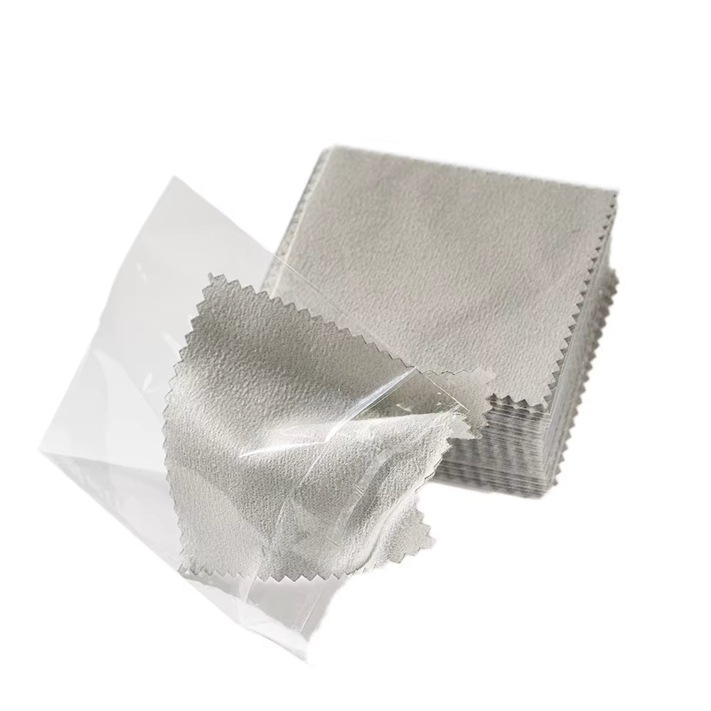 50Pcs Individually Silver Cleaner Polishing Jewelry Cloth Napkin Tarnish Remover Tool with Package Ornaments for Silverware Gold