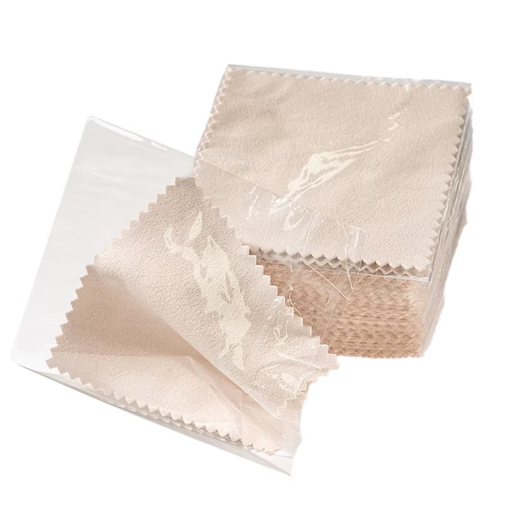50Pcs Individually Silver Cleaner Polishing Jewelry Cloth Napkin Tarnish Remover Tool with Package Ornaments for Silverware Gold