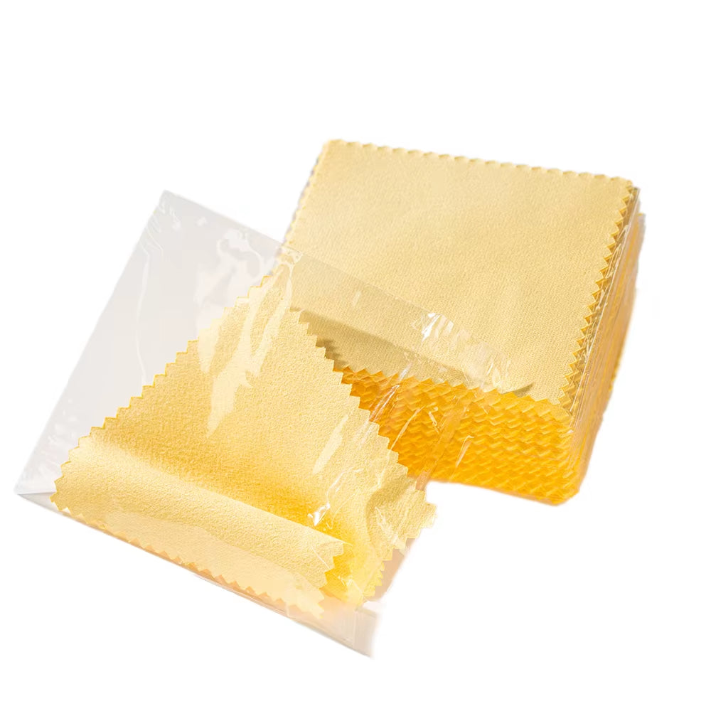 50Pcs Individually Silver Cleaner Polishing Jewelry Cloth Napkin Tarnish Remover Tool with Package Ornaments for Silverware Gold